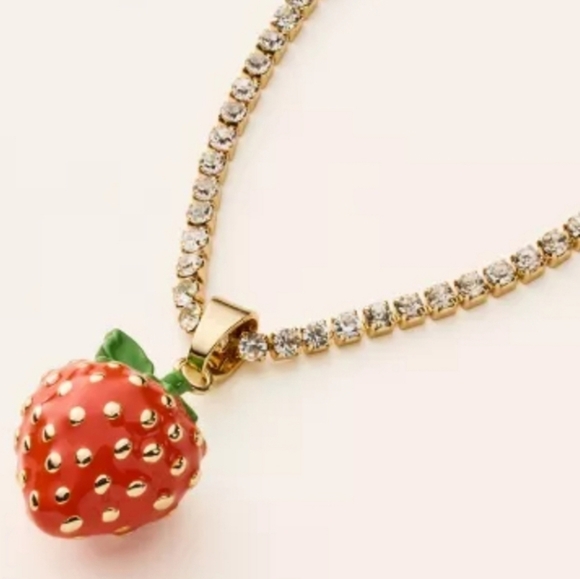 kate spade Jewelry - Kate Spade x Target Limited Edition Strawberry Charm On Gold Tennis Necklace